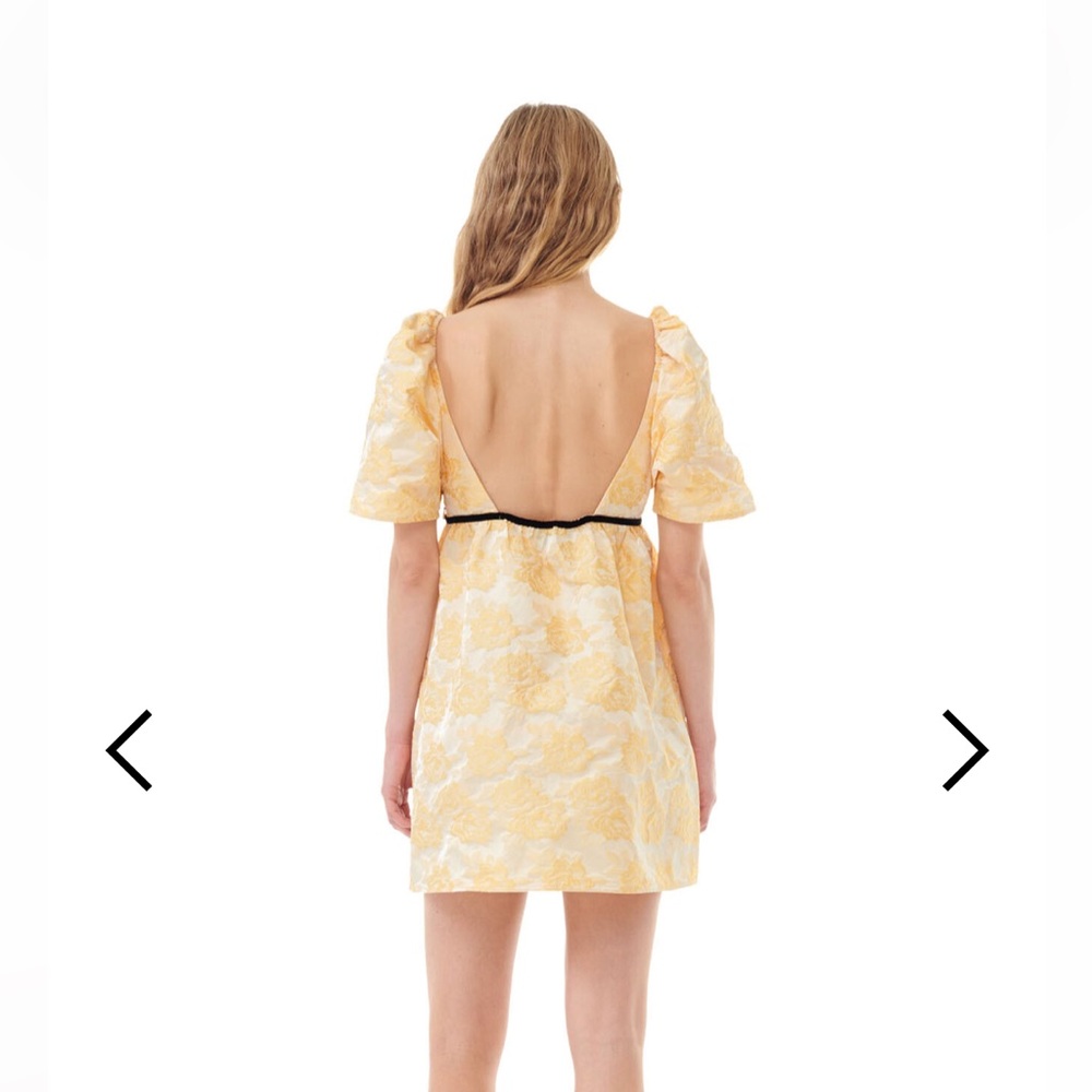 Ganni Botanical Jacquard Yellow mini dress